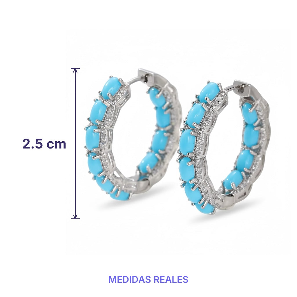 Turquoise Candy Hoops - medidas reales 2.5 cm - Queens Candy