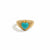 Queens Candy adjustable gold-plated sterling silver ring featuring a turquoise heart stone and ribbed band design.