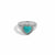 Queens Candy adjustable silver ring featuring a heart-shaped turquoise stone and a ribbed band design.