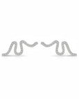 Queens Candy sterling silver stud earrings featuring an irregular wavy design encrusted with sparkling cubic zirconia