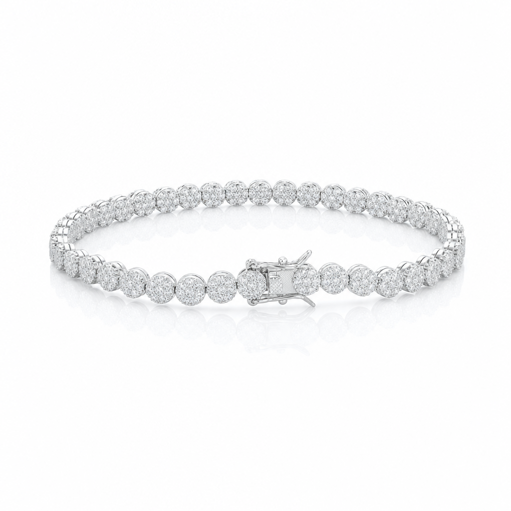 Sugared Cluster Tennis Bracelet - Platinum - Queens Candy