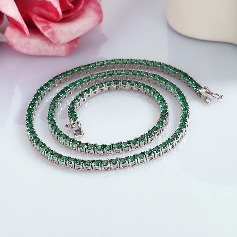 Classic Tennis Necklace - Emerald