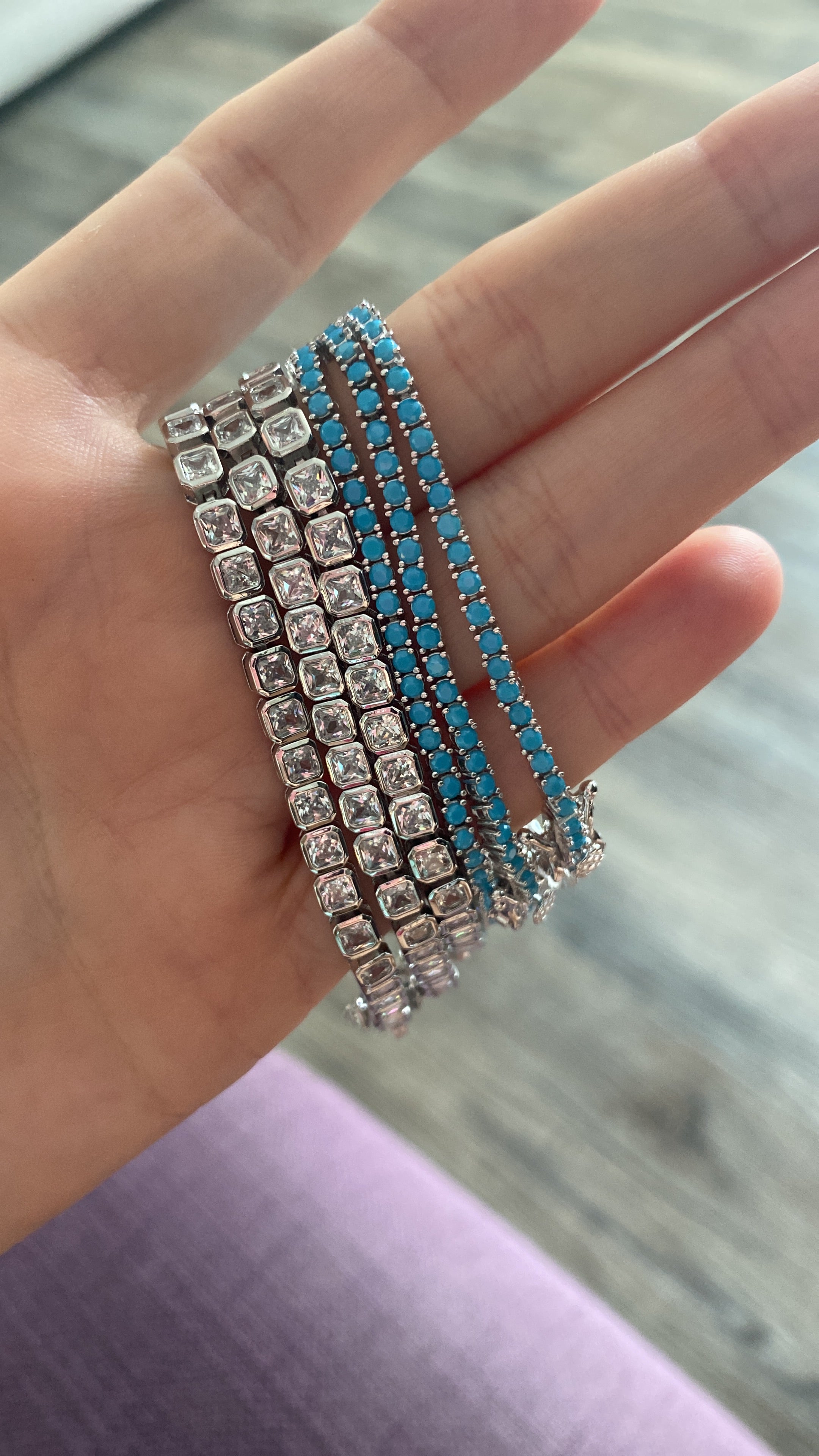 Turquoise Tennis Bracelet  2mm - 925 Sterling Silver